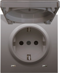 Donel R98 Сталь накладка для розетки Schuko с заземлением, с крышкой, 16A 250 В~, серия DA - фото