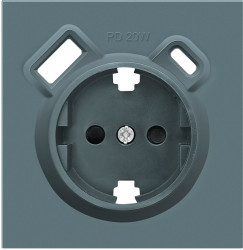 Donel R98 матовый изумруд накладка для розетки Schuko с зарядным устройством USB A+C, с защитными шторками , серия DA - фото