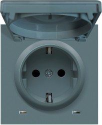 Donel R98 матовый изумруд накладка для розетки Schuko с заземлением, с крышкой, 16A 250 В~, серия DA - фото