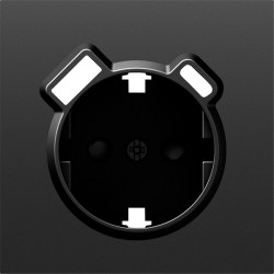 Donel S08 черный графит накладка для розетки Schuko с зарядным устройством USB A+C,  со шторками 16A 250 В~,серия DB - фото