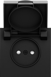 Donel S08 черный графит накладка для розетки без заземления, с крышкой, 16A 250 В~, серия DB - фото