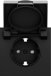 Donel S08 черный графит накладка для розетки Schuko с заземлением, с крышкой, 16A 250 В~, серия DB - фото