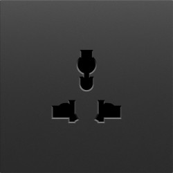 Donel S08 черный графит накладка для  розетки мультистандарт, со шторками 16A 250 В~,серия DB - фото