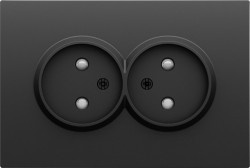 Donel S08 черный графит накладка для розетки 2-й без заземления, со шторками 16A 250 В~,серия DB - фото