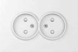 Donel S08 матовый белый накладка для розетки 2-й без заземления, со шторками 16A 250 В~,серия DB - фото