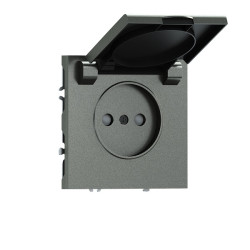 Donel S08 матовый титан накладка для розетки без заземления, с крышкой, 16A 250 В~, серия DB - фото