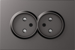 Donel S08 матовый титан накладка для розетки 2-й без заземления, со шторками 16A 250 В~,серия DB - фото