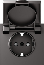 Donel S08 матовый титан накладка для розетки Schuko с заземлением, с крышкой, 16A 250 В~, серия DB - фото