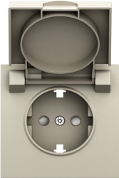 Donel S08 слоновая кость накладка для розетки Schuko с заземлением, с крышкой, 16A 250 В~, серия DB - фото