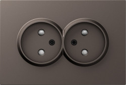 Donel S08 мокко накладка для розетки 2-й без заземления, со шторками 16A 250 В~,серия DB - фото
