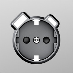 Donel S08 сталь накладка для розетки Schuko с зарядным устройством USB A+C,  со шторками 16A 250 В~,серия DB - фото