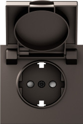 Donel S08 мокко накладка для розетки Schuko с заземлением, с крышкой, 16A 250 В~, серия DB - фото