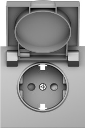 Donel S08 сталь накладка для розетки Schuko с заземлением, с крышкой, 16A 250 В~, серия DB - фото