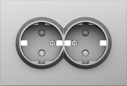 Donel S08 сталь накладка для розетки 2-й с заземлением, со шторками 16A 250 В~,серия DB - фото