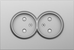 Donel S08 сталь накладка для розетки 2-й без заземления, со шторками 16A 250 В~,серия DB - фото