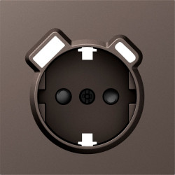 Donel S08 мокко накладка для розетки Schuko с зарядным устройством USB A+C,  со шторками 16A 250 В~,серия DB - фото