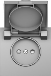 Donel S08 сталь накладка для розетки без заземления, с крышкой, 16A 250 В~, серия DB - фото