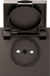 Donel S08 мокко накладка для розетки без заземления, с крышкой, 16A 250 В~, серия DB - фото