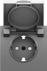 Donel S08 серый графит накладка для розетки Schuko с заземлением, с крышкой, 16A 250 В~, серия DB - фото