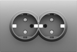 Donel S08 серый графит накладка для розетки 2-й с заземлением, со шторками 16A 250 В~,серия DB - фото
