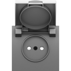 Donel S08 серый графит накладка для розетки без заземления, с крышкой, 16A 250 В~, серия DB - фото