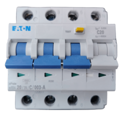 Дифференциальный автомат Eaton MRB4 20A 30mA, 3p+N 4M, хар-ка С, тип А, 4.5kA - фото